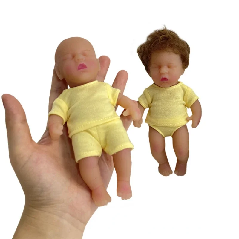 

Curly/Bald Reborn Doll 15cm Mini Palm Doll Cute Soft Silicone Stretchable Baby Doll