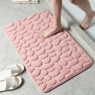 

Home Bathroom Mat Non-slip Pebble Carpets Absorbent Lavatory Bedroom Floor Toilet Memory Foam Washable Rug Bathroom Decor Mat.