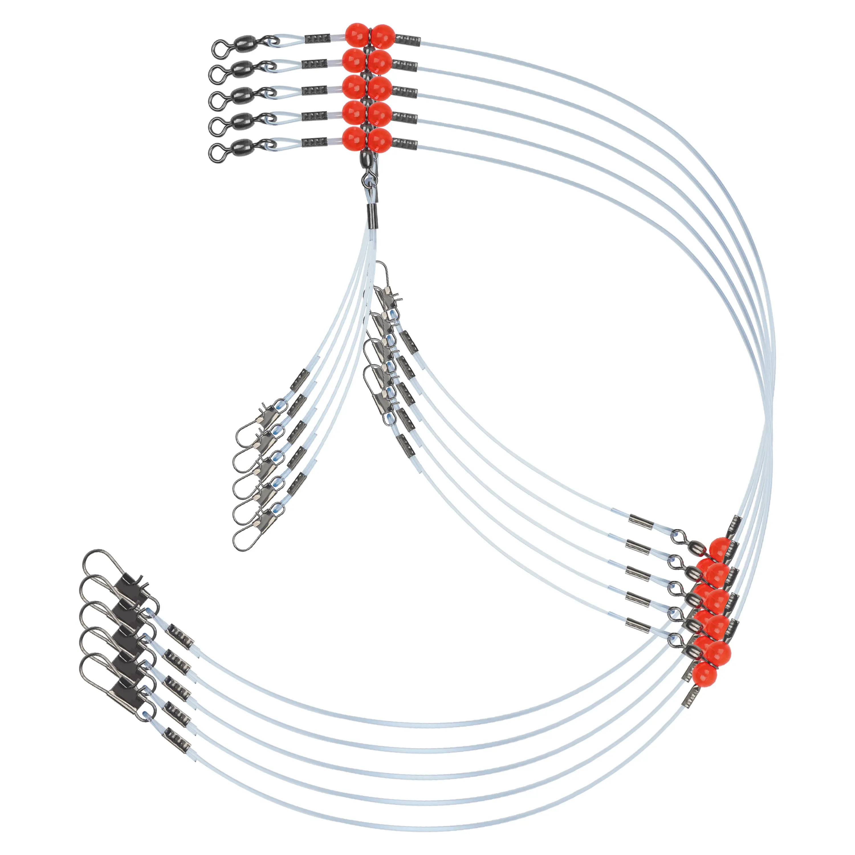 Bas De Ligne Pêche Mer Résistance 90 Lbs - Leaders Nylon Avec émerillons - 12 Pièces