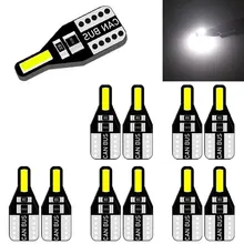 LED 캔버스 전구 194 168 7020 Cob 2SMD 자동차 인테리어 조명, 독서 램프 웨지 전구, 흰색 오류 없음, T10 W5W, 10 개