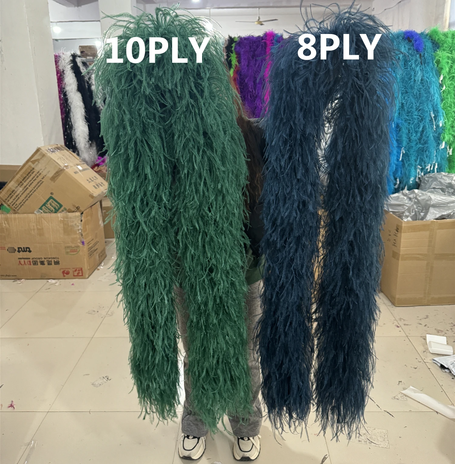 6 8 10Ply Ostrich feather boa Hot sale Natural Ostrich plumas Decoration Scarf Trims 1M 2M for Costume Clothing Sewing Accessory
