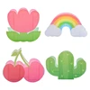 Rainbow Cactus Shape Acrylic Pen Holder Cute Multi Compartments Pencil Box Kids Desktop Stationery Organizer Decoration 2