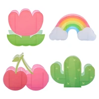 Rainbow Cactus Shape Acrylic Pen Holder Cute Multi Compartments Pencil Box Kids Desktop Stationery Organizer Decoration 2