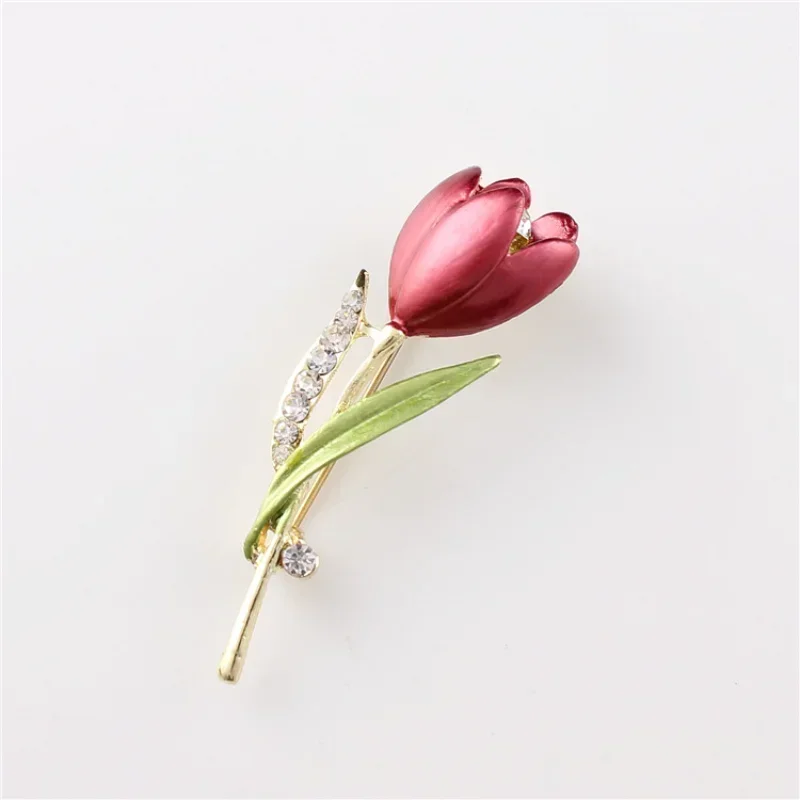 Elegant Tulip Rhinestone Brooch Dress Anti Slip High-end Pin Suit Fixed Brooch Women's High-quality Jewelry Clothing Accessories
