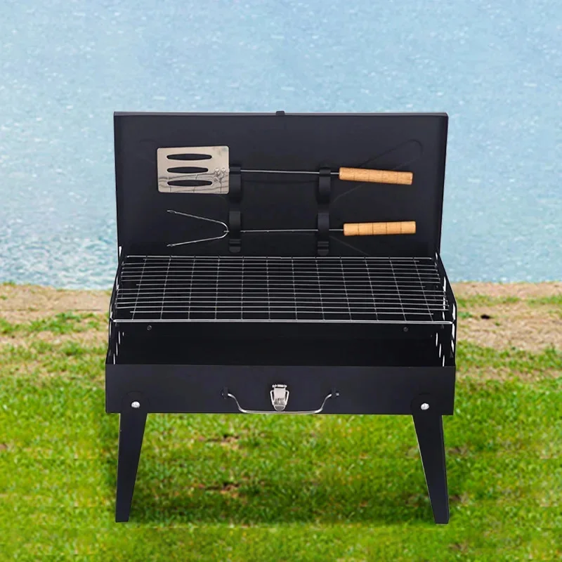 Household Outdoor Portable Box Type BBQ Stove Folding Barbecue Oven Barbecue Grill With Barbecue Tool 4