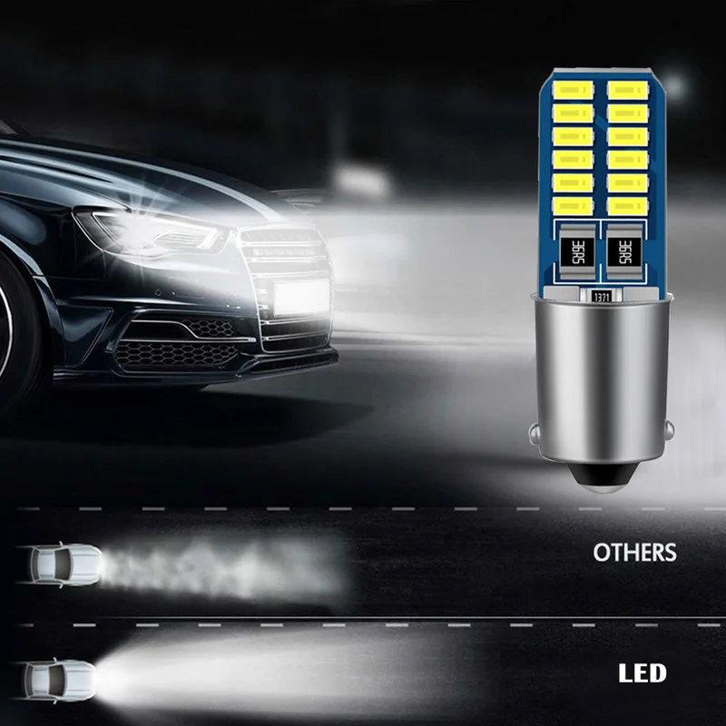 슈퍼 브라이트 자동차 LED 라이트 캔버스 BA9S LED H6W T4W 12V 리버스 램프 번호판 주차 조명 전구, 흰색 자동차 액세서리, 2 개