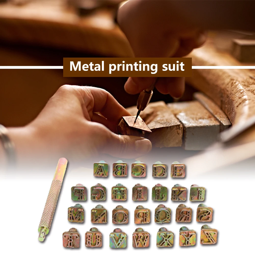 26 Stamps Zinc Alloy English Letters Stamping Symbol Set Leather Marking Tools