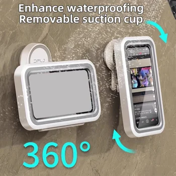 Waterproof Mobile Stand Suction Cup Phone Holder Portable Mount Reusable Stand for Shower, Mirror, Kitchen, Window, & Bathroom 1