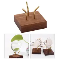 Vintage Walnut Brass Solid Wood Base Holder Hanging Ear Holder Brass Arm Display Stand for Jewelry Minerals Coral Pieces 1