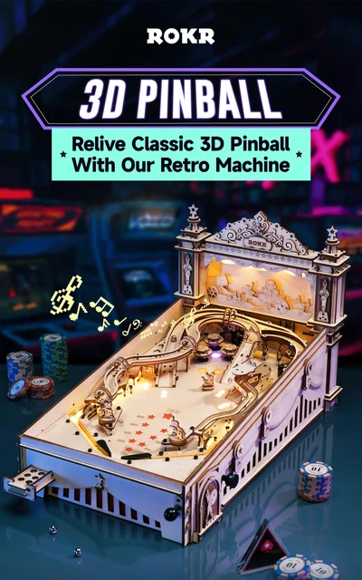 ROKR 3D Pinball Machine 3D Wooden Puzzle – Sparetime