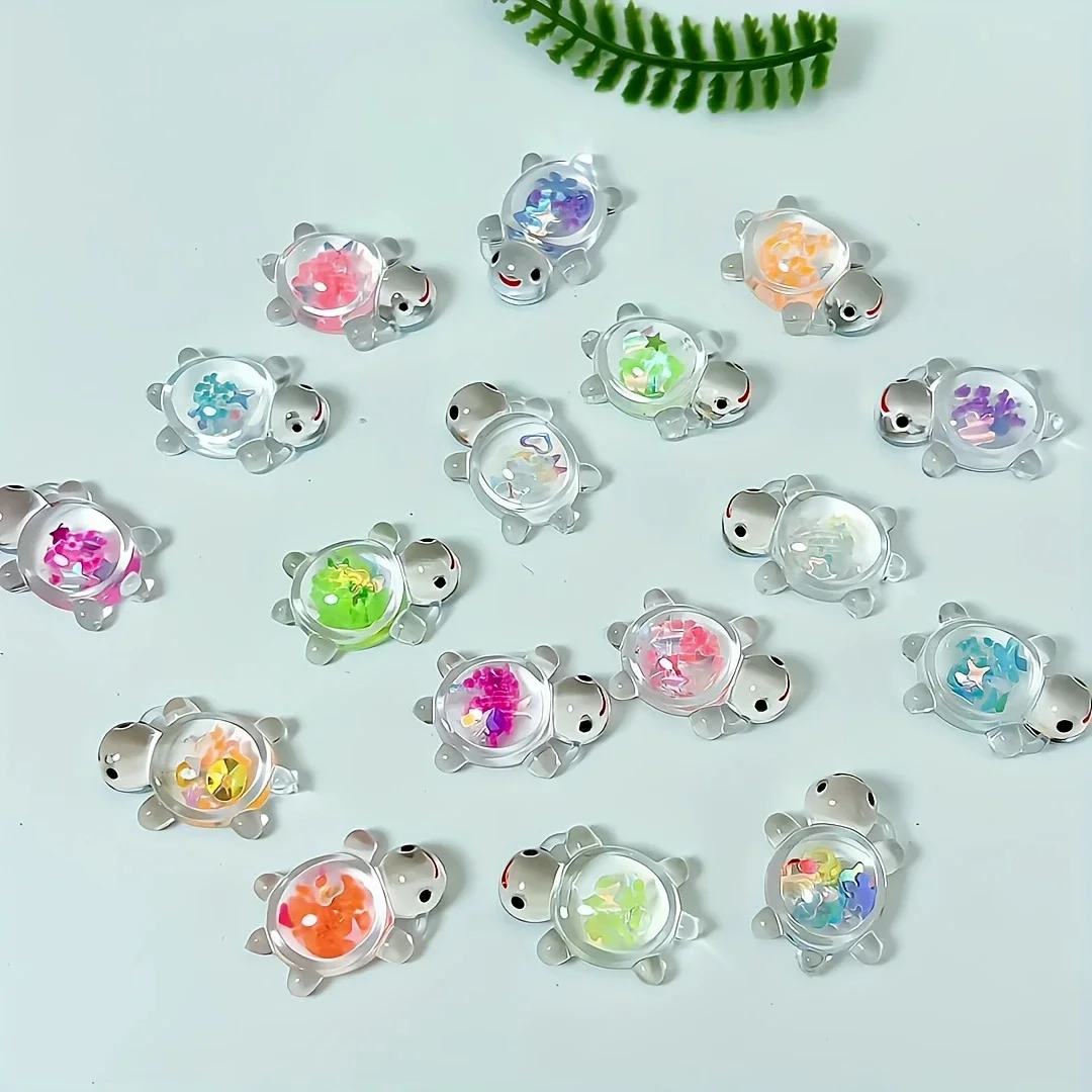 Niedliche leuchtende Glitzer-Schildkröten-Statuen-Charms für selbstgemachte Schlüsselanhänger, Wohnzimmer-Dekoration, Innen- und Außenbereich