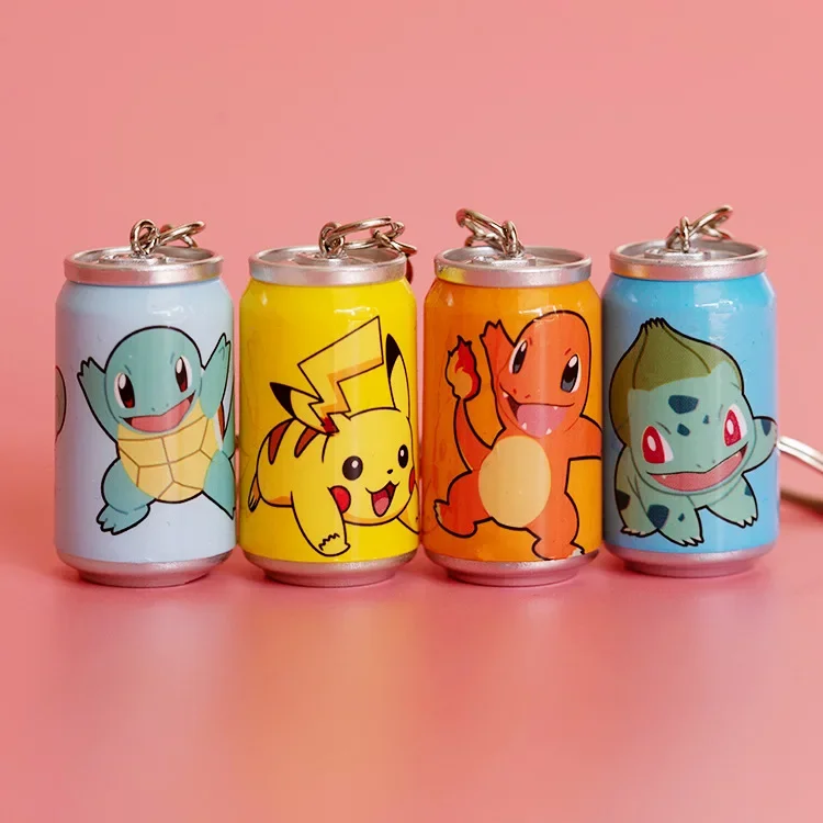 

Pokemon Pikachu Anime Keychain Pikachu FigureCharmander Squirtle Keychain Cans Figure Toys Cartoon Keyring Kid's Toys Gift