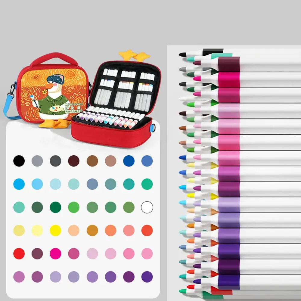 48pcs Color Marker Pen Set For Kids Children Propylene Markers Painting Pen With Duck Storage Bag Crafts School Supplies