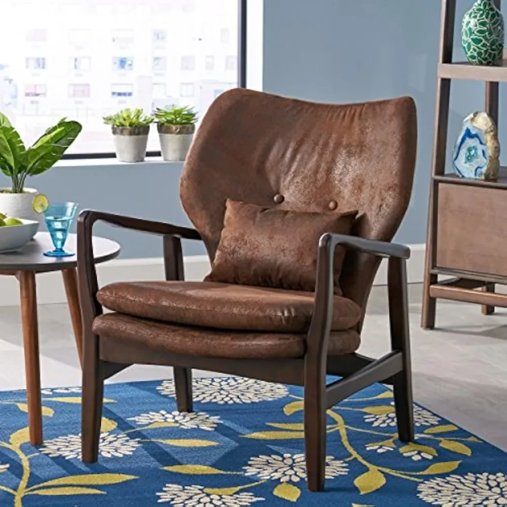 Christopher Knight Home Haddie Mid Century Modern Fabric Club Chair, Brown and Dark Espresso, 31.25D x 26.25W x 32.75H Inch 2