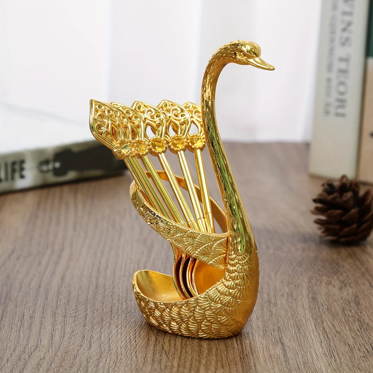 Swan Fruit Forks Set With Holder