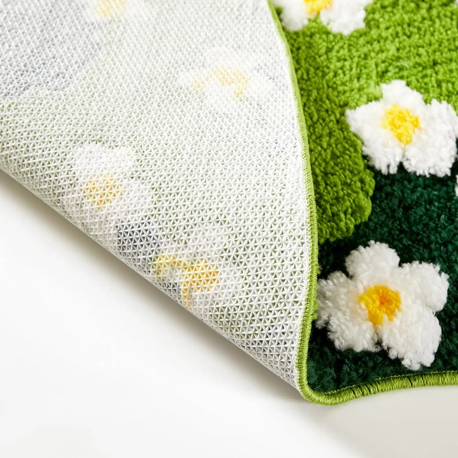 Green Floral Large Bathroom Rugs Bath Mat Non Slip Washable Modern Microfiber Shaggy Tufted Moss Rugs Bedroom Nursery Bathroom 5