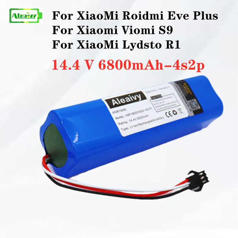 

14.4V 5200mAh Li ion Battery Rechargeable Battery Pack for Xiaomi Viomi S9 ROIDMI EVE PLUS Robotic Vacuum Cleaner Accessories