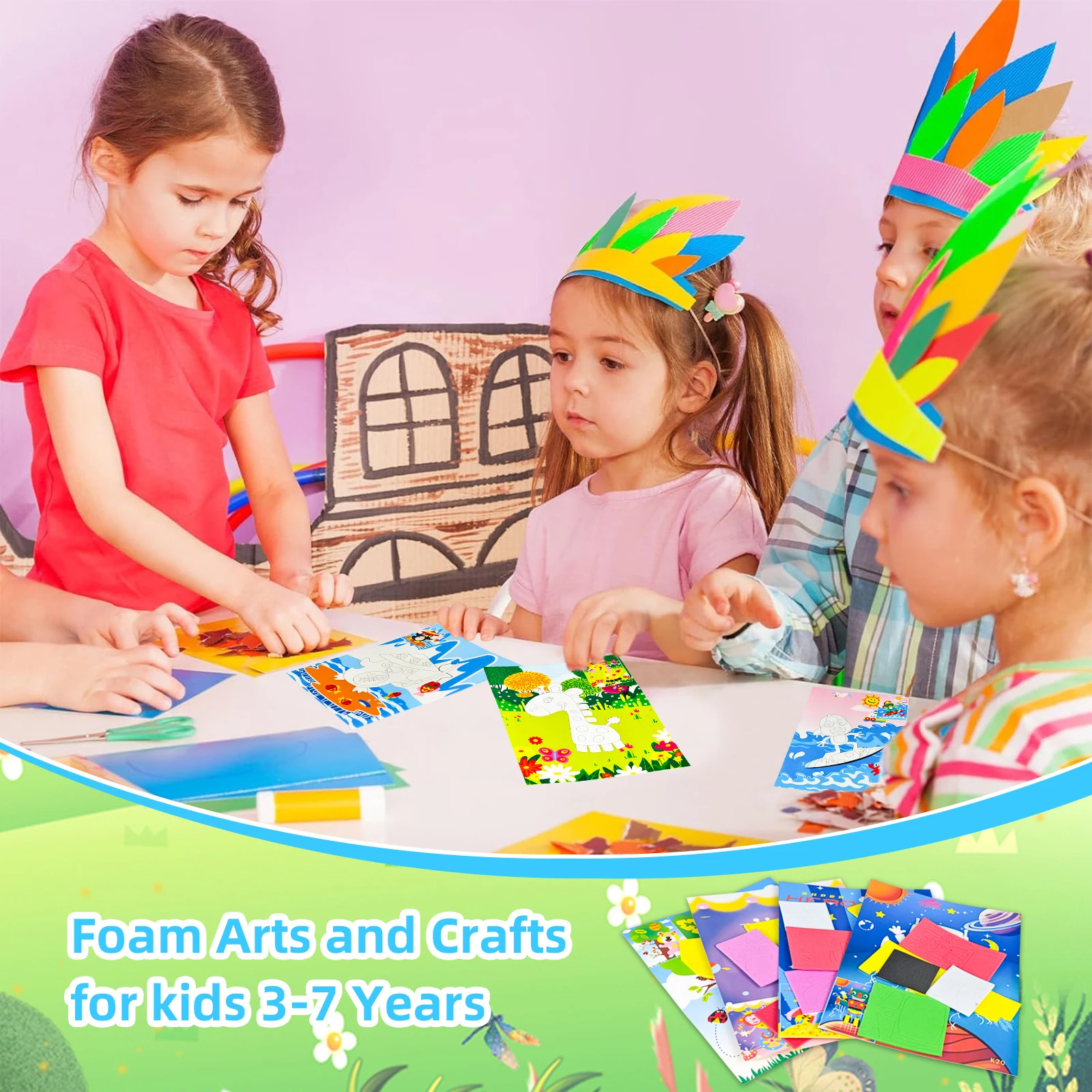 3D EVA Foam Sticker Puzzle DIY Cartoon Animal Educational Toys for Toddlers Kids Art Craft Kits Creative Activity Birthday Gifts 6