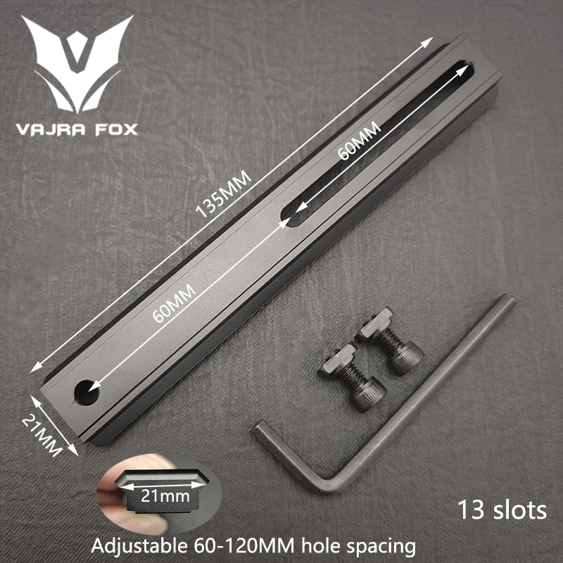 Adjustable Hole Spacing Rails 21mm Total Length 135mm 105MM 75mm 55MM Dual System Mlok Keymod Hunting Accessories adjustable rails