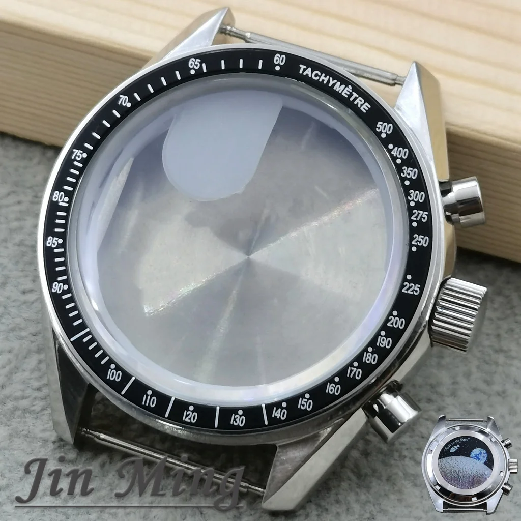 Premium Moonswatch Metal Chronograph Case with Sealed Back, 39.7mm Bezel