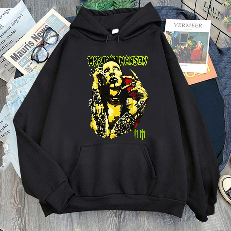 Sweat à Capuche Marilyn Manson Logo Classique - Produit Officiel, Unisexe Noir - 5
