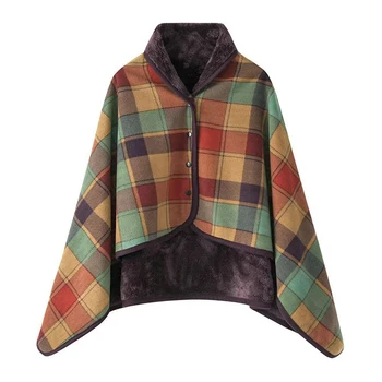 Wearable Plaid Fleece Blanket with Buttons 1