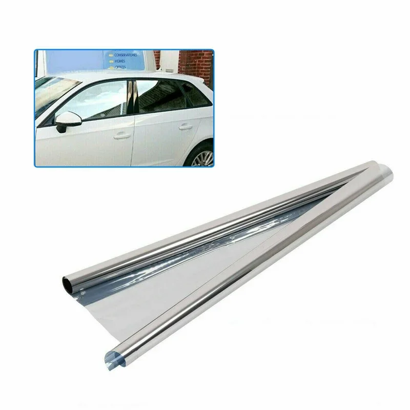 20" X 10FT PET Car Tuning Auto Van Chrome Silver Window Tint Film Mirror Tinting Foil 15% VLT Self-Adhesive Car Accessories