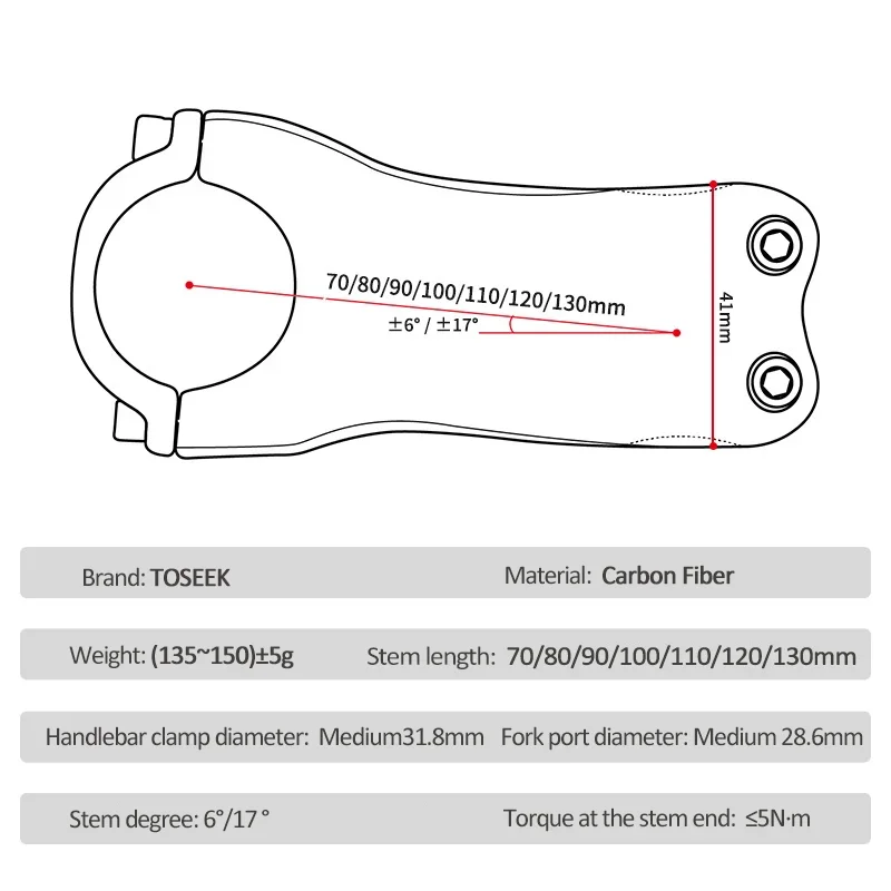 TOSEEK Bicycle Handlebar Full Carbon Fiber Mountain Bike Road