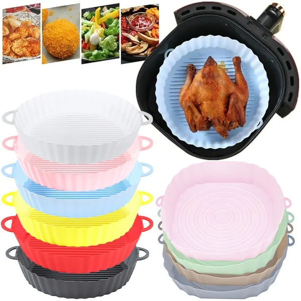 

1pc Air Fryer Silicone Pot, Air Fryer Basket Mat, Non Stick Air Fryer Oven Baking Tray Grill Pan, Replacement Air Fryer Liners