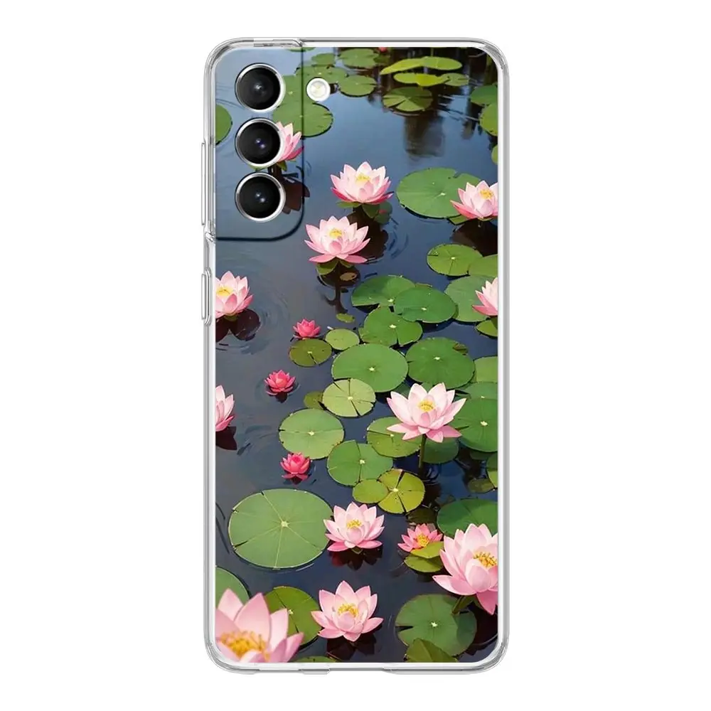 Luxurious Clear Soft Phone Case with Lotus Flower Design
