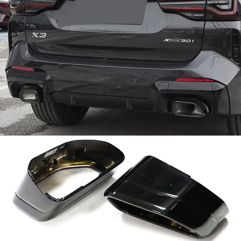 Exhaust Tail Pipe Cover For BMW X3 X4 G01 G02 Replacement Stainless Steel Square Black Exhaust Trim Muffler Nozzle exhaust muffler tip exhaust trim pipe