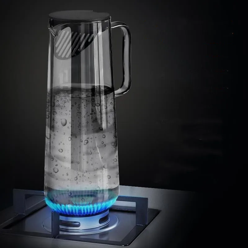 Gray Glass Water Pitcher with Handle Heat Resisttant Cold Hot Kettle Large-capacity Tea Pot Water Bottle Juice Jug Gray Amber