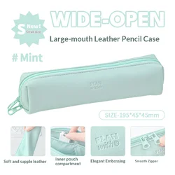 Compact Waterproof PU Leather Pencil Case - Durable and Easy to Clean Stationery Organizer (Green)