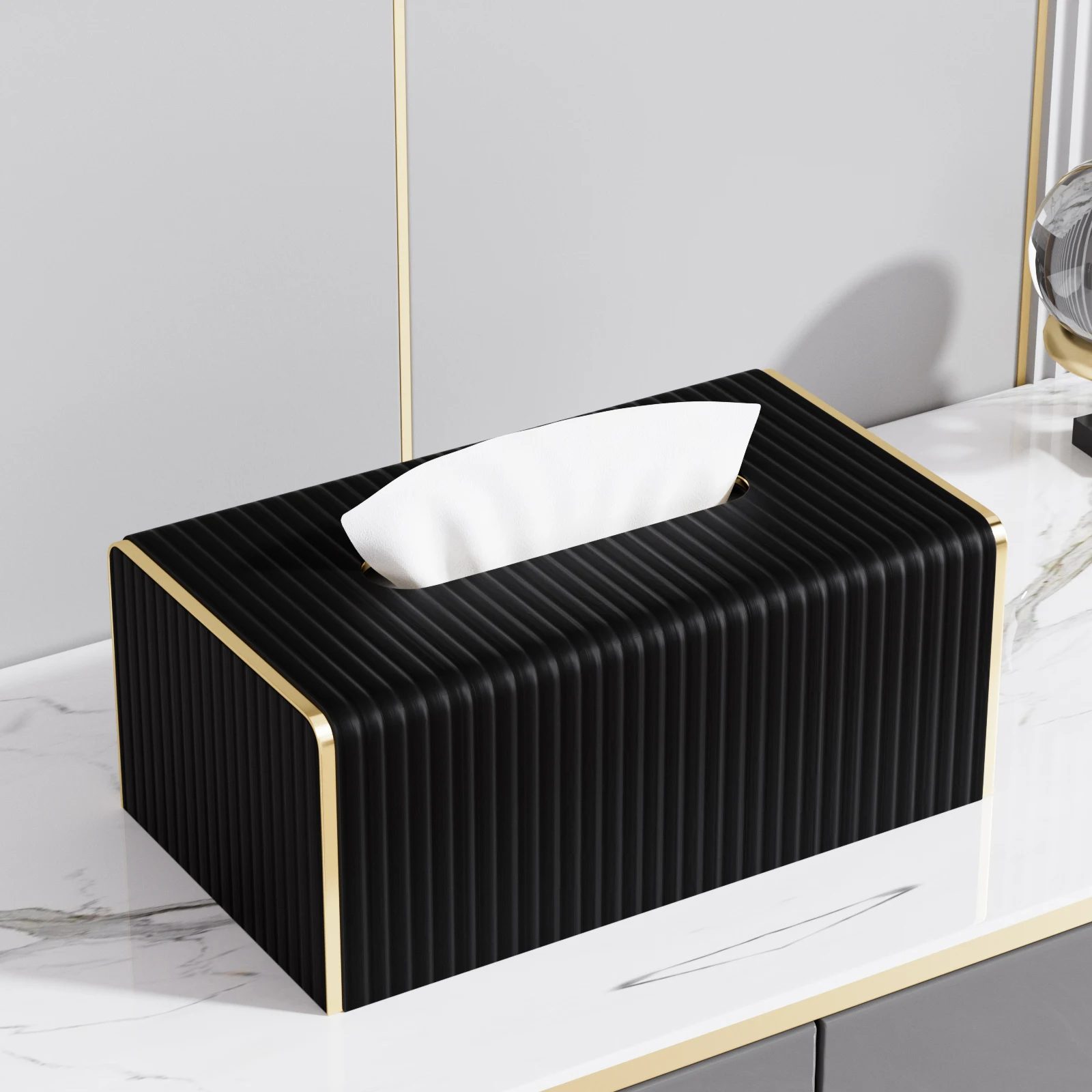 U-förmiger Leder-Serviettenhalter, Rechteckige Papierhandtuchbox, Dekorativer Aufbewahrungsorganizer für Badezimmer-Waschtisch, Nachttisch – Detail 7