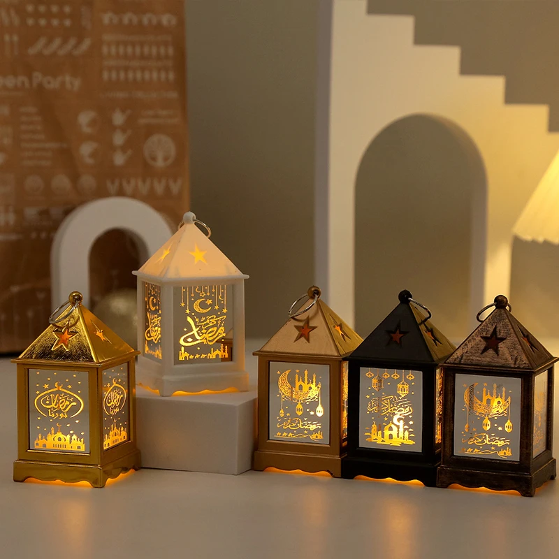 EID Mubarak Wind Lantern Ornaments Ramadan LED Portable Lamp Eid Al Adha Gifts Muslim Gurbang Ramadan Decoration for Home