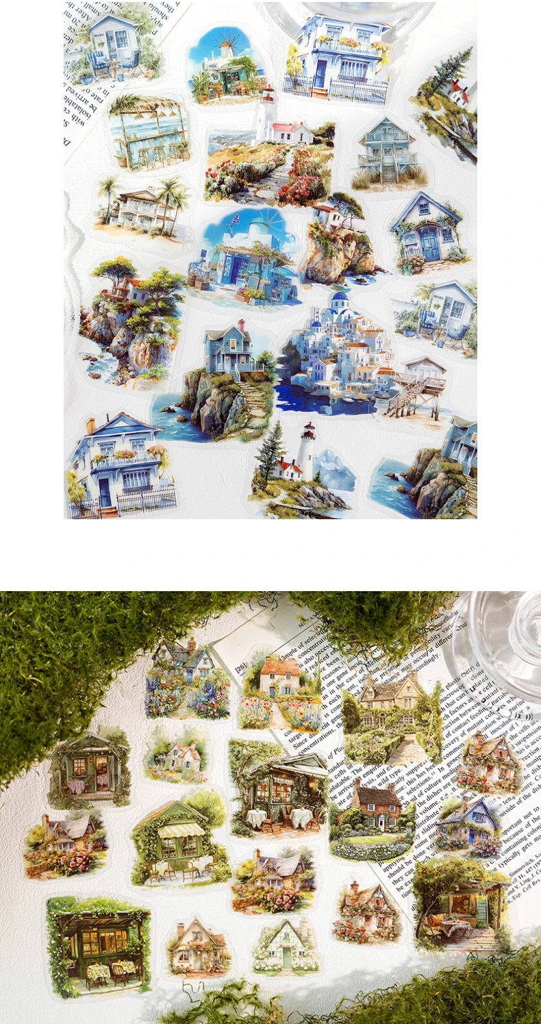 30 Stück große schöne Haussticker Handzelt DIY Stick Etiketten Scrapbooking Material Junk Journal Supplies – Detail 10