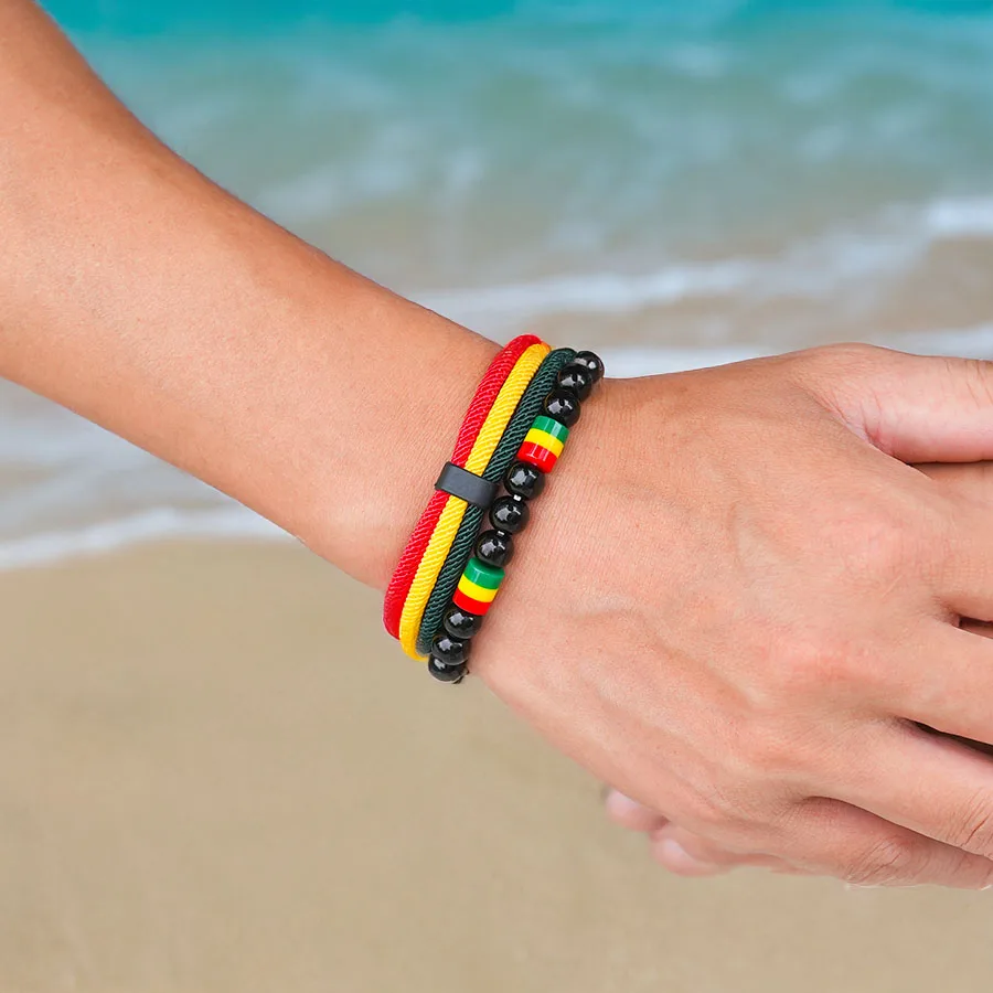 Obsidian Strand National Flag Color Bracelet for Men