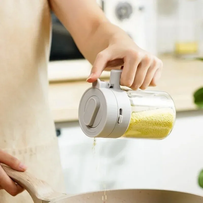 Glass Seasoning Jar with Separating Spoon for Home Kitchen
