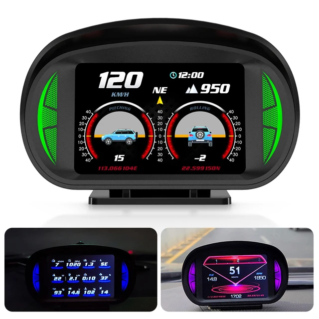 Hud Head Up Display OBD2 Digital Auto New GPS Speedometer Slope Meter  Tachometer Water Temp Alarm Electronic Part Car Assecories - AliExpress