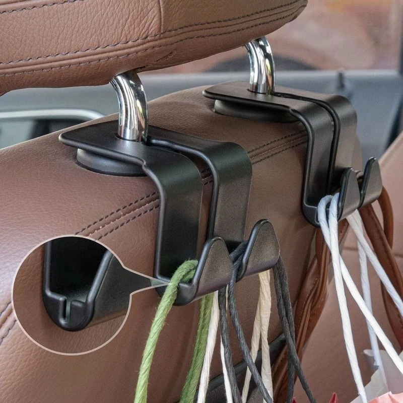 Car Back Seat Headrest Hook Hanger Dual-layer 360 Rotation Hook