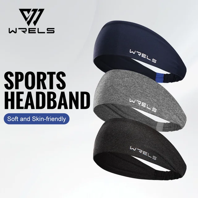 WRELS Sports Headbands Moisture Wicking Sweatbands for Running Breathable Headbands Elastic Non Slip Hairband for Women and Men