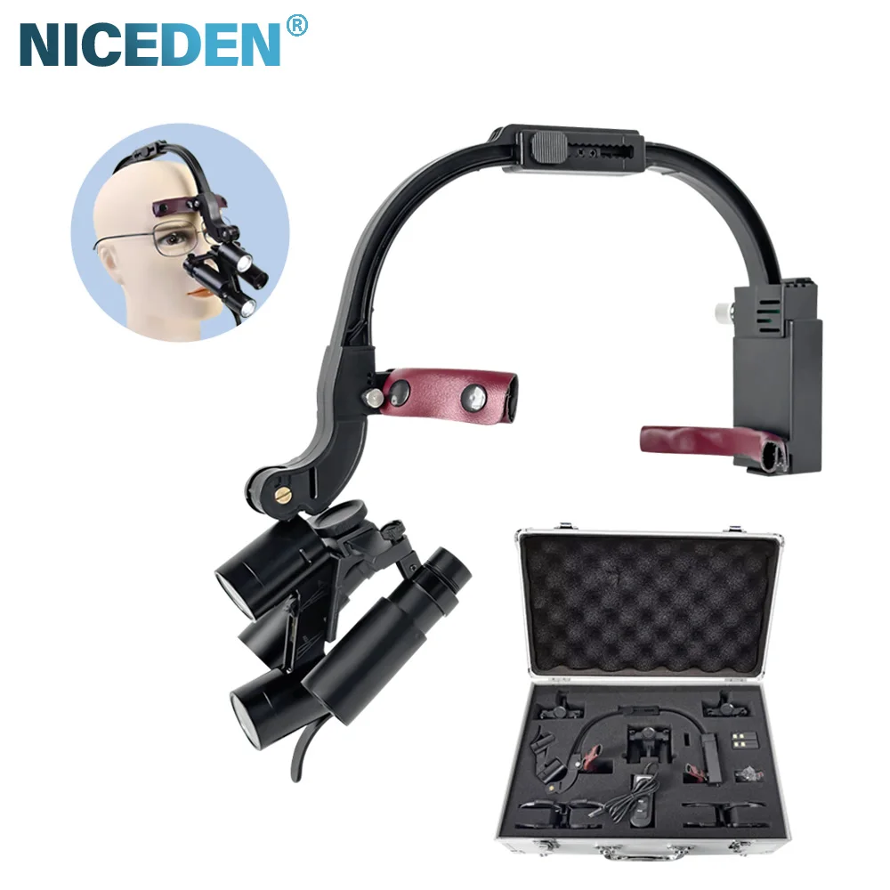 NICEDEN Dental Loupes 6X 8X Binocular Magnifier Headlight Lamp