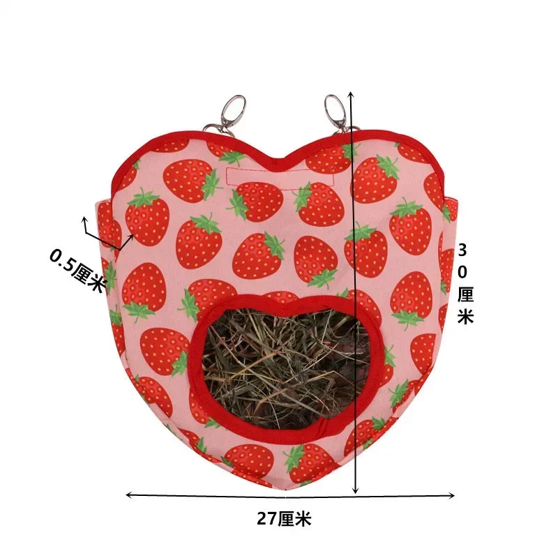 Heart-Shape Hay Bag Hanging Pouch Small Animals Feeder Holder Classic Rabbit Feeding Bag Guinea Pig Chinchilla Hanging Hay