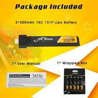 TATTU 5PCS 1S 300mAh 3.8V 75C HV 4.35V Lipo Battey With BT2.0 Plug For BETAFPV Ceuts FPV Kit Racing Drone FPV BT2.0 Connector 2