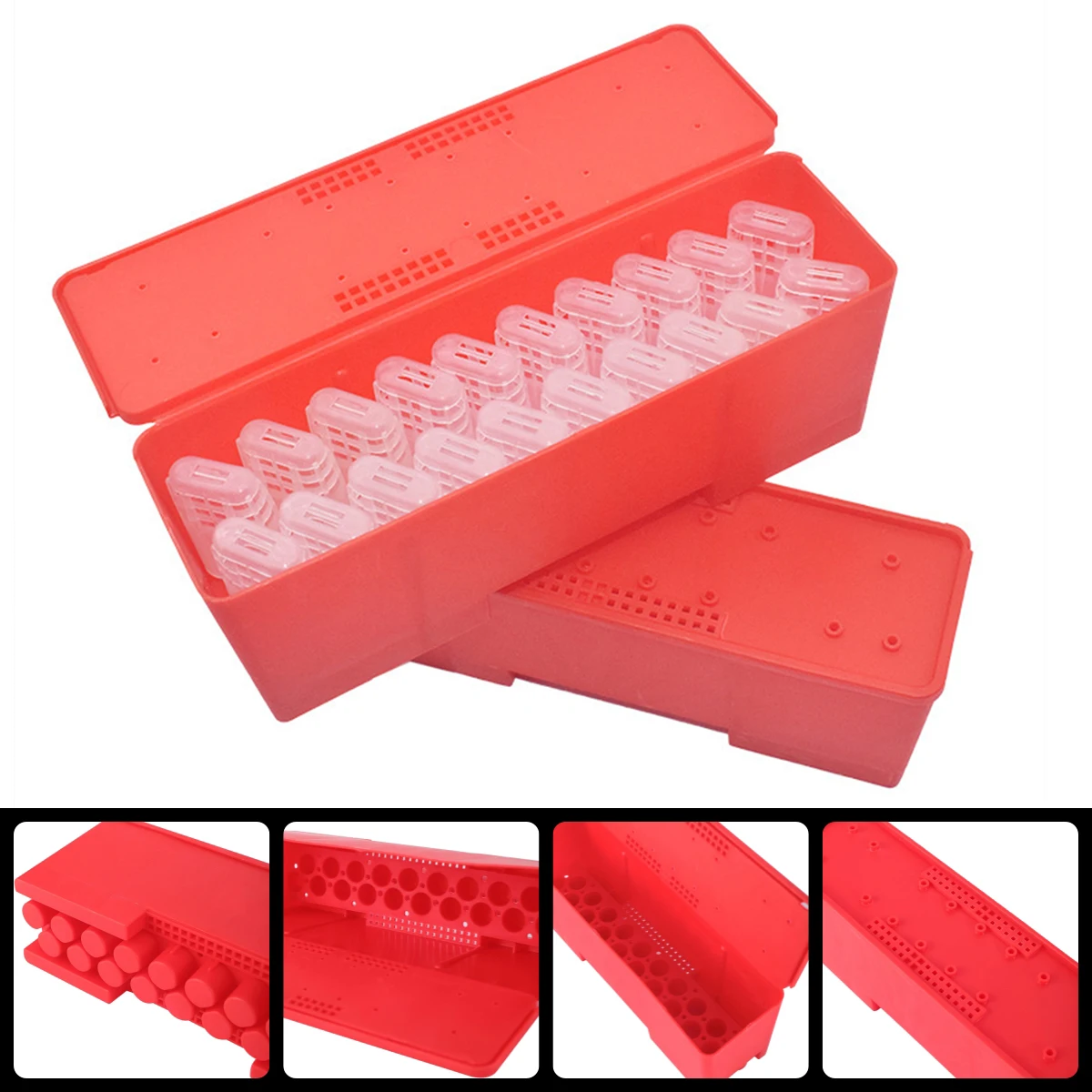 Queen Bee Transport Box Kit 20Pcs White Queen Bee Cages Red Large Transport Box Rearing Incubator Moving Isolator