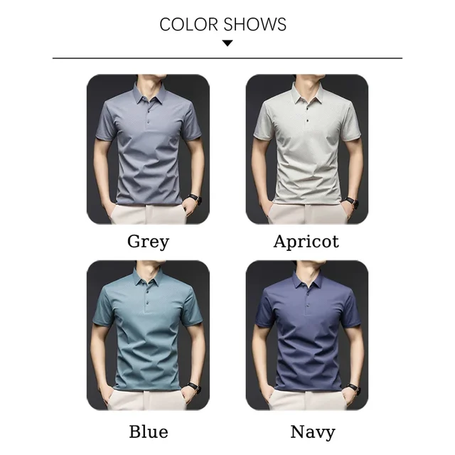 TFETTERS Brand 2025 Summer Designer T Shirt Men Short Sleeve Turn Down Collar Anti-wrinkle Soft Men Tshirt for Man Clothes 5