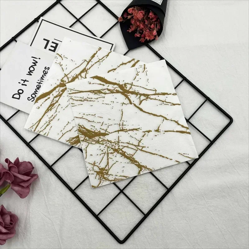 10/20pcs/Pac 33*33cm 2-Ply Printed Napkins White Marble Printed Paper Napkins Home Party Placemats Butterfly Bart Paper paper napkins disposable paper placemats