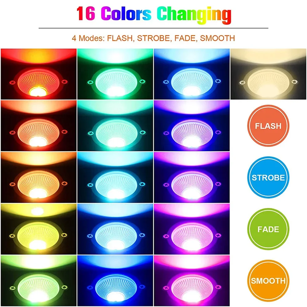 6W Outdoor 16 Color LED Garden Lawn Lights with Remote Control Landscape Lighting Flood Lamp Waterproof RGB+Warm White Spotlight 2