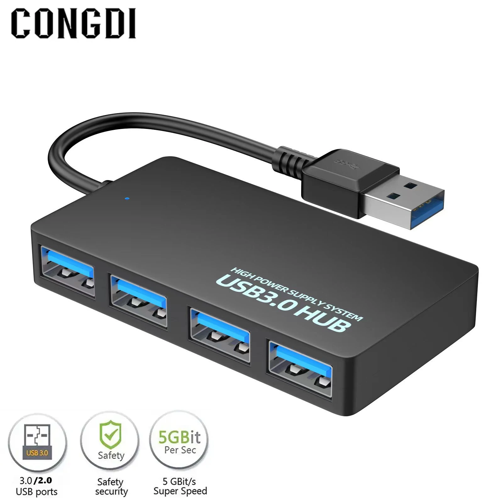 IDsonix Hub USB 3.0 Con 7 Porte Sdoppiatore Multi USB 3.0, Adattatore USB Alta Velocità 5Gbps Per PS5, MacBook Pro/Air, IMac Surface Pro XPS PC Laptop, 50cm - Foto 5