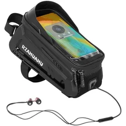 Waterproof Bike Phone Holder & Storage Bag with Sensitive Touchscreen - M (Black)